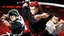 Placeholder: yujiro hanma vs yoriichi tsugukuni, baki vs kimetsu no yaiba, two mans standing in front of each other, a big strong man in black shirt with red hair and evil grin in martial art's stance with bare fists facing a smaller feminine swordsman with long hair and calm face reaching for his sword in traditional japanese clothes both preparing to fight each other