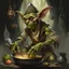 Placeholder: old fantasy illustration lone goblin cook