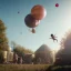 Placeholder: Ultra realistic circus scene. Sweet big hair monster flying. Child’s playing, strong man, smile, happy, color bubbles, smooth color, waist up view, Wes Anderson style, dark ambient, highly detailed, concept art, unreal engine 5, god rays, ray tracing, RTX, lumen lighting, ultra detail, volumetric lighting, 3d, finely drawn, high definition, high resolution.