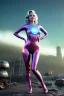 Placeholder: Realistic movie image, retro sci-fi, portrait, blonde action woman, sweet Marylin Monroe face, perfect iris, glow eyes. tight latex tights suit. Retro Futuristic city, cars flying. epic style, vibrant color, highly detailed, unreal engine 5, ray tracing, RTX, lumen lighting, ultra detail, volumetric lighting, 3d, finely drawn, high definition, high resolution.