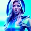 Placeholder: Katheryn Winnick, hoodie, retro futuristic, leather dress, gradient color, BLUE, PINK, CYAN, neon, insanely detailed, 16k resolution, perfect eyes, cinematic smooth, intricate detail