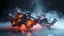 Placeholder: lyrical abstraction, abstract 3d sculpture, made of liquid metal, c 4 d, rendered in octane, unreal engine, highly detailed, on surface vray, volumetric lightning, mist, by greg rutkowski, by Gustave Dore, by Marco Turini,