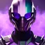 Placeholder: futuristic purple masked villain in galaxy, teal and purple smoke, detailed, realistic, 4k