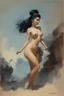 Placeholder: a mixture of ChineseJapaneseKoreanFilipinoThai, prostitute, oil painting by Frank Frazetta