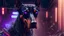 Placeholder: photo of a scary cybernetic doberman, digital cyberpunk vibe