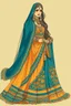 Placeholder: AN ILLUSTRATION OF a girl wearing mehdi lehnga dress