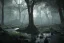 Placeholder:  burial grounds deep in a dense forest, dark fantasy, moonlight shafts, night time