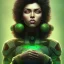 Placeholder: portrait, insanely detailed, fantasy setting, woman, dark-skinned, indian, green hair, brown skin, black hair, more black hair