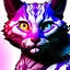 Placeholder: big little cats, Style Borderlands 2, purple tones,