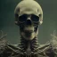 Placeholder: a skeleton warrior in hr giger style, red blood floating from above on his head, steam punk, realistic, made in octane, cinematic, ultra-realistic, extremely detailed octane rendering, 8K, VRAY Super Real ar 2:3, dof photorealistic futuristic 50mm lens hard lighting dark gray tintype photograph, realistic lighting, sepia color