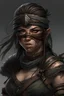 Placeholder: blindfolded female barbarian