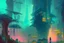 Placeholder: Cyberpunk City near the trees, blade runner influence, sci-fi, impressionism painting