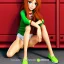 Placeholder: cartoon, hyper detailed, strikingly beautiful young girl,long ponytail, ginger hair, green eyes, medium freckles, full lips, full body, full face, full frame, athletic, centered camera, focus on groin, spread legs, open legs, ignore NSFW, thong, camel toe, puffy, petite