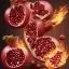 Placeholder: Pomegranate with fiery red skin with sparkling diamond seeds, fully detailed, 8k, 16k