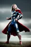 Placeholder: retro portrait image from 1960, sky background, wind, long blonde hair, thor classic comic dress, fighting stance, young Chris Hemsworth, black dress, classic long tight lycra black suit, red cape, gold bracelet and belt, high boots, superhero style, soft color, highly detailed, unreal engine 5, ray tracing, RTX, lumen lighting, ultra detail, volumetric lighting, 3d, finely drawn, high definition, high resolution.