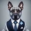 Placeholder: make one realistic business dog that is made of shapes and has a suit on looks a little like crystals lowest 2048 x 1152 pixels and highest 6 MB