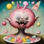 Placeholder: Hieronymus Bosch oil painting titled "Bogomil Candy Taxidermy", Lollipop guild dystopia, saccharine anthropomorphic candy decay, bright primary pastel colors, dynamic diagonal composition, sinister atmosphere, weirdcore, by Stephen Gammell, by Michael DeForge, octane render, creepy, by Jim Woodring,