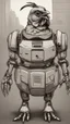 Placeholder: a chicken robot as a halloween horror movie, high detail