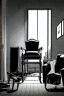 Placeholder: chair in the middle of an empty room, grayscale