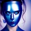 Placeholder: cyber girl, cute, beautiful, bold, blue eyes, metal skin, portrait, cinematic, 8k,