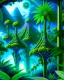 Placeholder: Forest of giant cannabis plants in a tropical setting, beautiful fantasy landscape, realistic and natural, cosmic sky, detailed full-color, nature, hd photography, fantasy by john stephens, galen rowell, david muench, james mccarthy, hirō isono, realistic surrealism, elements by nasa, magical, detailed, alien plants, gloss, hyperrealism