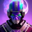 Placeholder: samurai purple masked villain in galaxy, teal and purple smoke, detailed, realistic, 4k