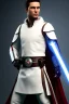 Placeholder: jedi, tunique et armure de combat blanche, capuche, sabre laser, ceinture, temple, 4K