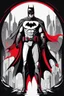 Placeholder: Ilustración vectorial de Batman Neofuturista, colores contrastantes, rojo, negro y blanco, full body