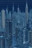 Placeholder: Very Fine lines draw of a dream city , nyc building , dark blue all no windows 3D