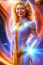 Placeholder: young cosmic woman smile, admiral from the future, one fine whole face, large cosmic forehead, crystalline skin, expressive blue eyes, blue hair, smiling lips, very nice smile, costume pleiadian,rainbow ufo Beautiful tall woman Galactic commander, ship, perfect datailed golden galactic suit, high rank, long hair, hand whit five perfect detailed finger, amazing big blue eyes, smilling mouth, high drfinition lips, cosmic happiness, bright colors, blue, pink, gold, jewels, realistic