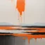 Placeholder: Melancholy Minimal abstract flat landscape painting. Rough brushstrokes and dripping paint. A single orange colour highlight with complimentary background colours. Use rule of thirds. Place the Horizon line at the top. Style of Justin Mortimer.Abstract empty landscape painting. Dripping paint. Rough. Minimal. Style of Justin Mortimer.