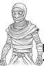 Placeholder: mummy. Outline, sketch style, only use outline, mandala style, clean line art, white background, no shadows, no clear wall, coloring page.