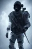 Placeholder: All Black british soldier, ghost, wearing high tech mask, white smoke, dark, rage, sorrow, high definition, ultra 8 k, volumetric lighting, blue fire, fog