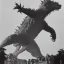 Placeholder:  kaiju destroying a castle by walt disney and dali