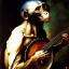 Placeholder: scratchart by albrecht durer of a bonobo playing a banjo, strings