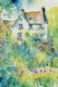 Placeholder: abstract watercolour english cottage garden in the style of picasso centred