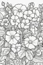 Placeholder: flowers coloring page for kids, petunia, cartoon style, thick outline, low details, no shading, no color