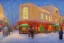 Placeholder: impressionist painting of a christmas scene in Santa Fe, New Mexico