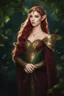 Placeholder: Dark green hair,rapunzel hair,very long hair,ivy,lillies of the valley,dark green,burgundy,golden armor,night,dragonflies,sparkle,elven crown,elven ears,gold