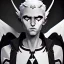 Placeholder: angel, demon, angel demon hybrid, half angel, half demon, black angel wings, white demon wings, black and white, balance, horns, armor, noble clothes, black and white armor, black and white clothes