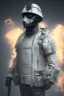 Placeholder: All Black british soldier, ghost, wearing high tech mask, white smoke, dark, rage, sorrow, high definition, ultra 8 k, volumetric lighting, blue fire, fog