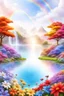 Placeholder: fantastic,Beautiful garden, flowers,rainbows,cascades