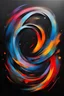 Placeholder: calligraphy in oil painting in multicolor abstract style half artwork on black background