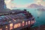 Placeholder: close up train+Elevated train+train+corner town on sea+sea+Italian colourful sea village +alphonse mucha, greg rutkowski,matte painting, cryengine, hyper detailed, felix kelly, fantasy art, seb mckinnon