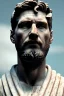 Placeholder: Ultra Realistic image, roman sculpture, white marble material, Lionel Messi, Laurel leaves crown, miguel angel style, chisel style, emperor, waist up portrait, epic, celestial style, cinematic lighting, God light, god rays, 4k resolution, smooth details, ornate details, soft lighting, unreal engine 5, sky background.