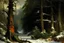 Placeholder: A winter forest with ice spirits painted by Gustave Courbet