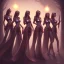 Placeholder: fantasy art, digital painting, four pretty female sorceresses, nip