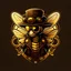 Placeholder: logo profile full body bee wearing steampunk googles and hat, flat cartoon style dark background