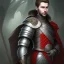 Placeholder: Portrait of a stoic prince in armor without beard. Has grey eyes, dark hair.