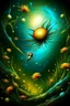 Placeholder: A beautiful colorful Dragonfly on a white flower Bosch painting style nightmare